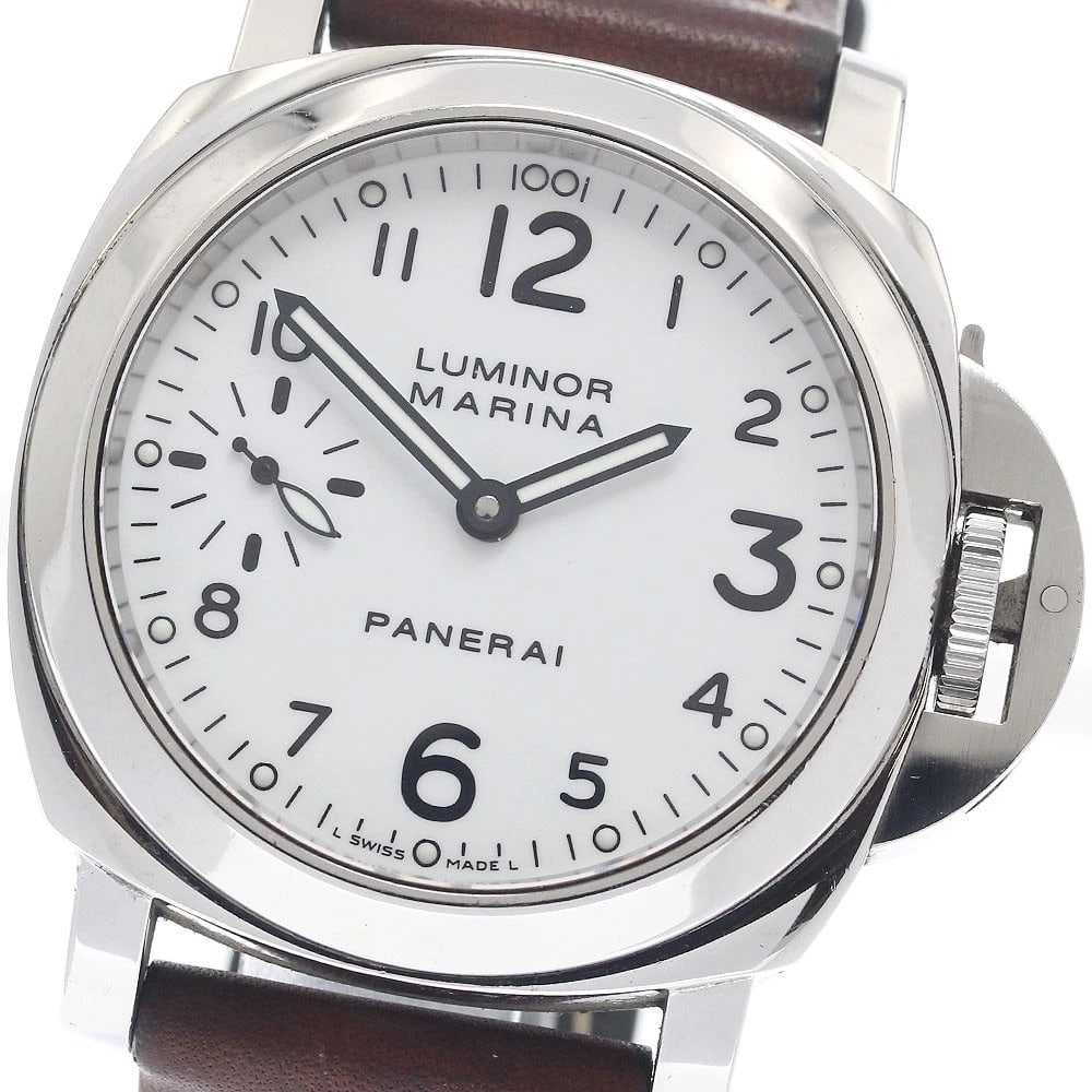 PANERAI LUMINOR MARINA SMALL SECONDS HAND WINDING WATCH: PANERAI Luminor Marina Small seconds Hand Winding Watch Brand: PANERAI Type/Style: Wristwatch Material: Band Material leather, Case Material Stainless Steel Color: Band Color Brown, Case Color Silver,