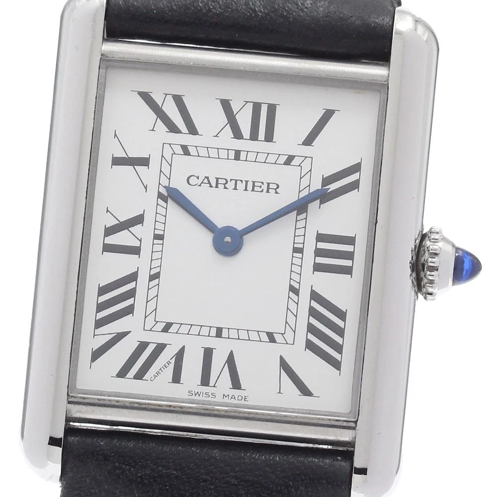 CARTIER TANK MAST LM SILVER DIAL QUARTZ WATCH: CARTIER tank mast LM Silver Dial Quartz Watch Brand: CARTIER Type/Style: Wristwatch Material: Band Material leather, Case Material Stainless Steel Color: Band Color black, Case Color Silver, Dial