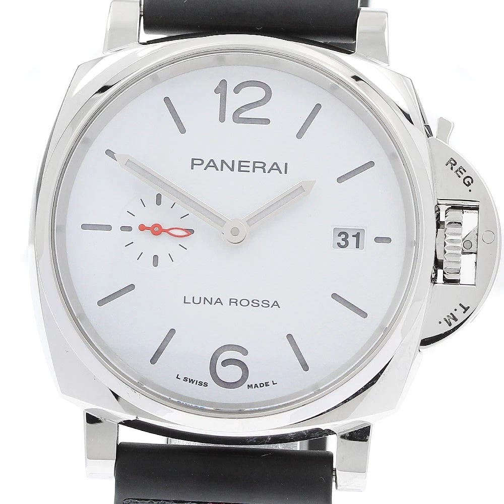 PANERAI LUMINOR DUE LUNA ROSSA DATE AUTOMATIC WATCH: PANERAI Luminor Due Luna Rossa Date Automatic Watch Brand: PANERAI Type/Style: Wristwatch Material: Band Material rubber, Case Material Stainless Steel Color: Band Color gray, Case Color Silver, Dial 