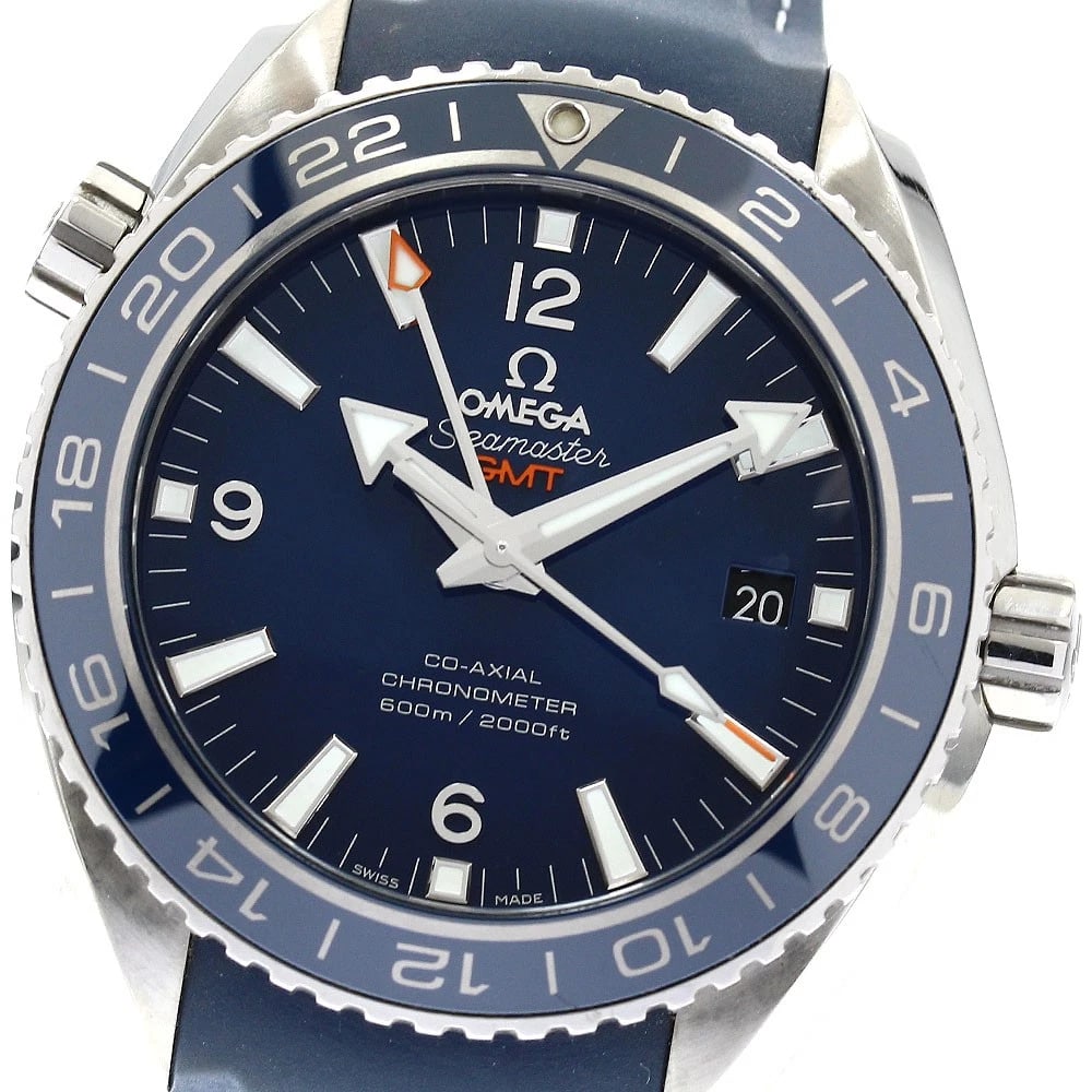 OMEGA SEAMASTER PLANET GMT AUTOMATIC WATCH: OMEGA Seamaster Planet GMT Automatic Watch Brand: OMEGA Type/Style: Wristwatch Material: Band Material rubber, Case Material titanium Color: Band Color Navy, Case Color Silver, Dial Color Navy Size: C