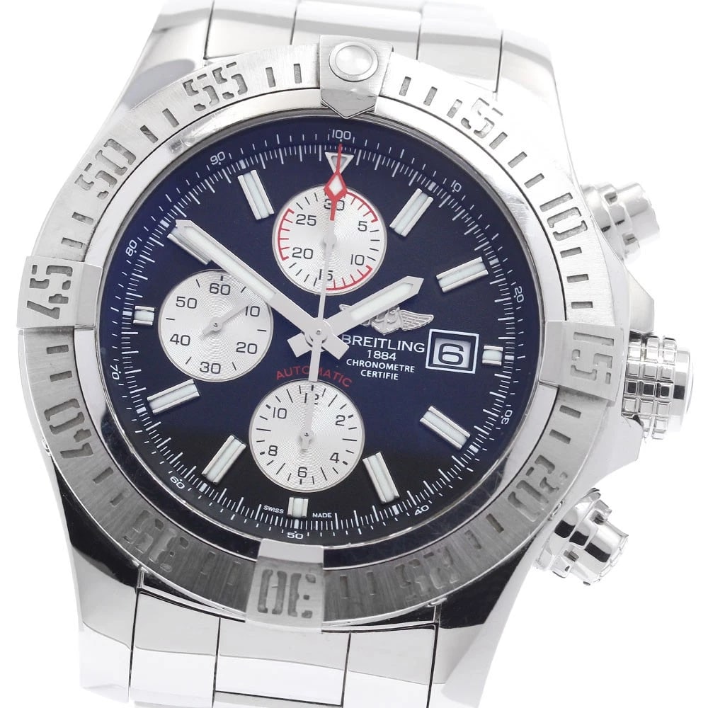 BREITLING SUPER AVENGER DATE CHRONOGRAPH AUTOMATIC WATCH: BREITLING Super Avenger Date Chronograph Automatic Watch Brand: BREITLING Type/Style: Wristwatch Material: Band Material Stainless Steel, Case Material Stainless Steel Color: Band Color Silver, Case C