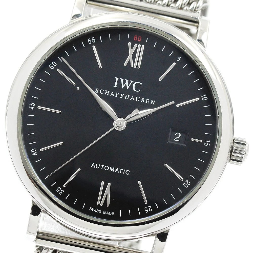 IWC SCHAFFHAUSEN PORTOFINO DATE BLACK DIAL AUTOMATIC WATCH: IWC SCHAFFHAUSEN Portofino Date black Dial Automatic Watch Brand: IWC SCHAFFHAUSEN Type/Style: Wristwatch Material: Band Material Stainless Steel, Case Material Stainless Steel Color: Band Color