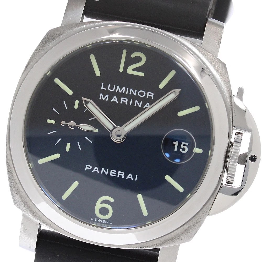 PANERAI LUMINOR MARINA SMALL SECOND AUTOMATIC WATCH: PANERAI Luminor Marina Small Second Automatic Watch Brand: PANERAI Type/Style: Wristwatch Material: Band Material rubber, Case Material Stainless Steel Color: Band Color black, Case Color Silver, Dial