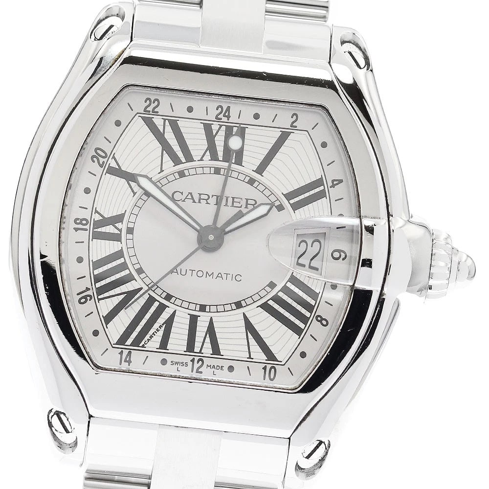 CARTIER ROADSTER GMT SILVER DIAL AUTOMATIC WATCH: CARTIER Roadster GMT Silver Dial Automatic Watch Brand: CARTIER Type/Style: Wristwatch Material: Band Material Stainless Steel, Case Material Stainless Steel Color: Band Color Silver, Case Color Silve