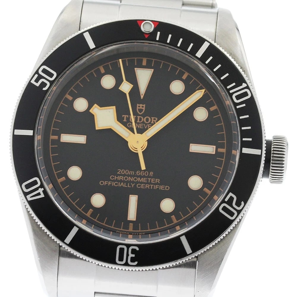 TUDOR HERITAGE BLACK BAY BLACK DIAL AUTOMATIC WATCH: TUDOR Heritage Black Bay black Dial Automatic Watch Brand: TUDOR Type/Style: Wristwatch Material: Band Material Stainless Steel, Case Material Stainless Steel Color: Band Color Silver, Case Color Silv