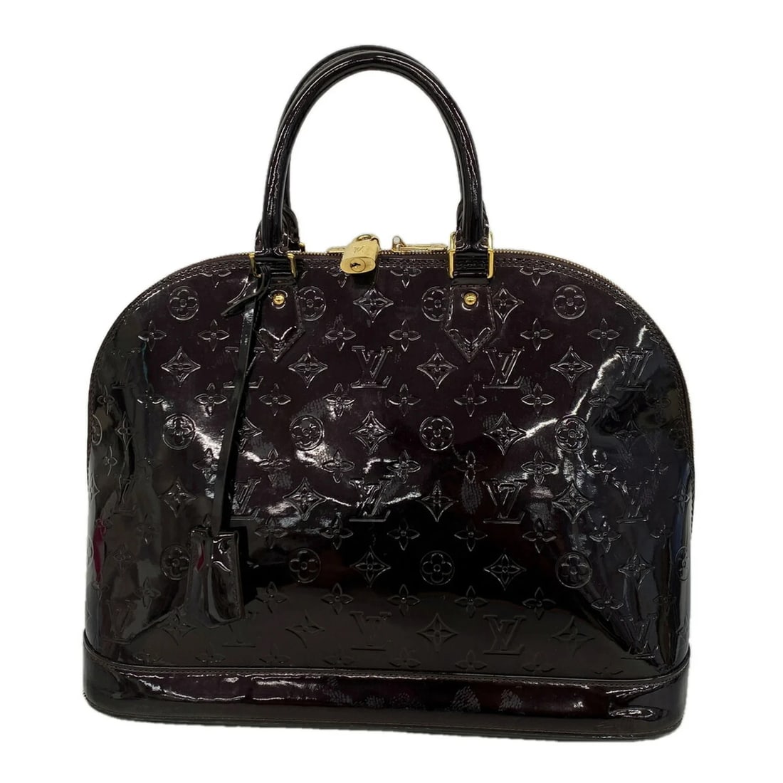 LOUIS VUITTON ALMA GM VERNIS HANDBAG: Louis Vuitton Alma GM Vernis handbag Brand: Louis Vuitton Type/Style: Handbag Material: none Color: Amarante Size: (HxWxD) 29cm x 39cm x 18.5cm / 11.41inch x 15.35inch x 7.28inch Accessories: None