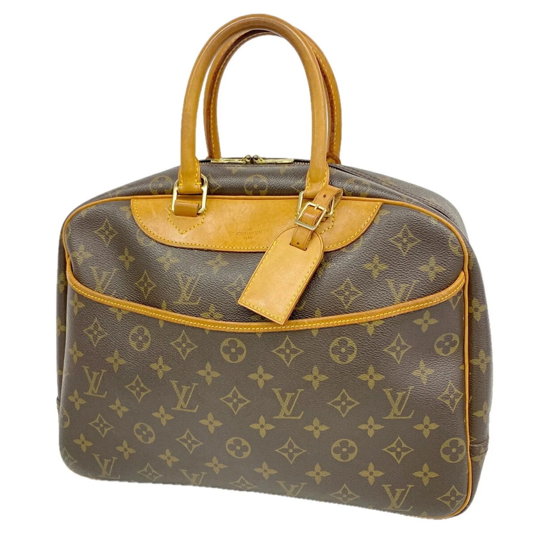 LOUIS VUITTON MONOGRAM DEAUVILLE HANDBAG: Louis Vuitton Monogram Deauville Handbag Brand: Louis Vuitton Type/Style: Handbag Material: none Color: Brown Size: (HxWxD) 26.5cm x 34cm x 13cm / 10.43inch x 13.38inch x 5.11inch Accessories: None