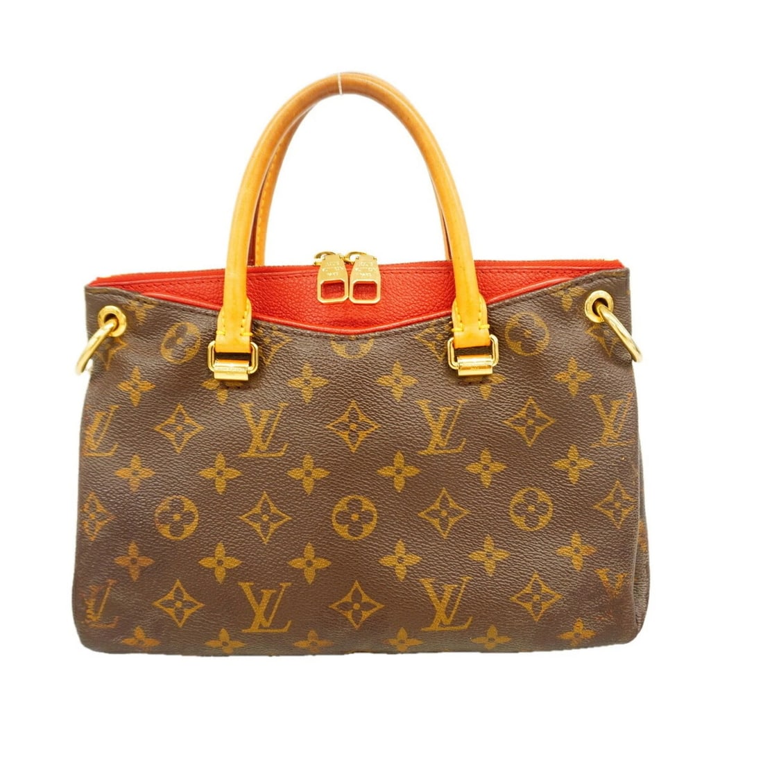 LOUIS VUITTON MONOGRAM PALLAS BB HANDBAG: Louis Vuitton Monogram Pallas BB Handbag Brand: Louis Vuitton Type/Style: Handbag Material: none Color: Brown, Cerise Size: (HxWxD) 19cm x 26cm x 8cm / 7.48inch x 10.23inch x 3.14inch Accessories: