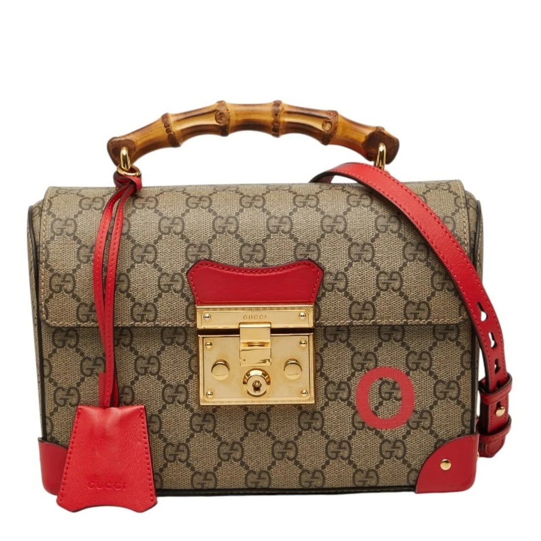 GUCCI GG SMALL BAMBOO HANDBAG CHAIN SHOULDER BAG: Gucci GG Small Bamboo Handbag Chain Shoulder Bag Brand: Gucci Type/Style: Handbag, Shoulder bag Material: PVC , Leather Color: Beige, Red color Size: (HxWxD) 16.5cm x 23.5cm x 10cm / 6.49inch x
