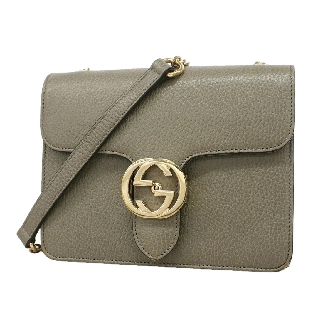 GUCCI INTERLOCKING G SHOULDER BAG LEATHER GREY: Gucci Interlocking G Shoulder Bag Leather Grey Brand: Gucci Type/Style: Shoulder bag Material: Leather Color: Gray Size: (HxWxD) 16cm x 19.5cm x 7cm / 6.29inch x 7.67inch x 2.75inch Accessories: None