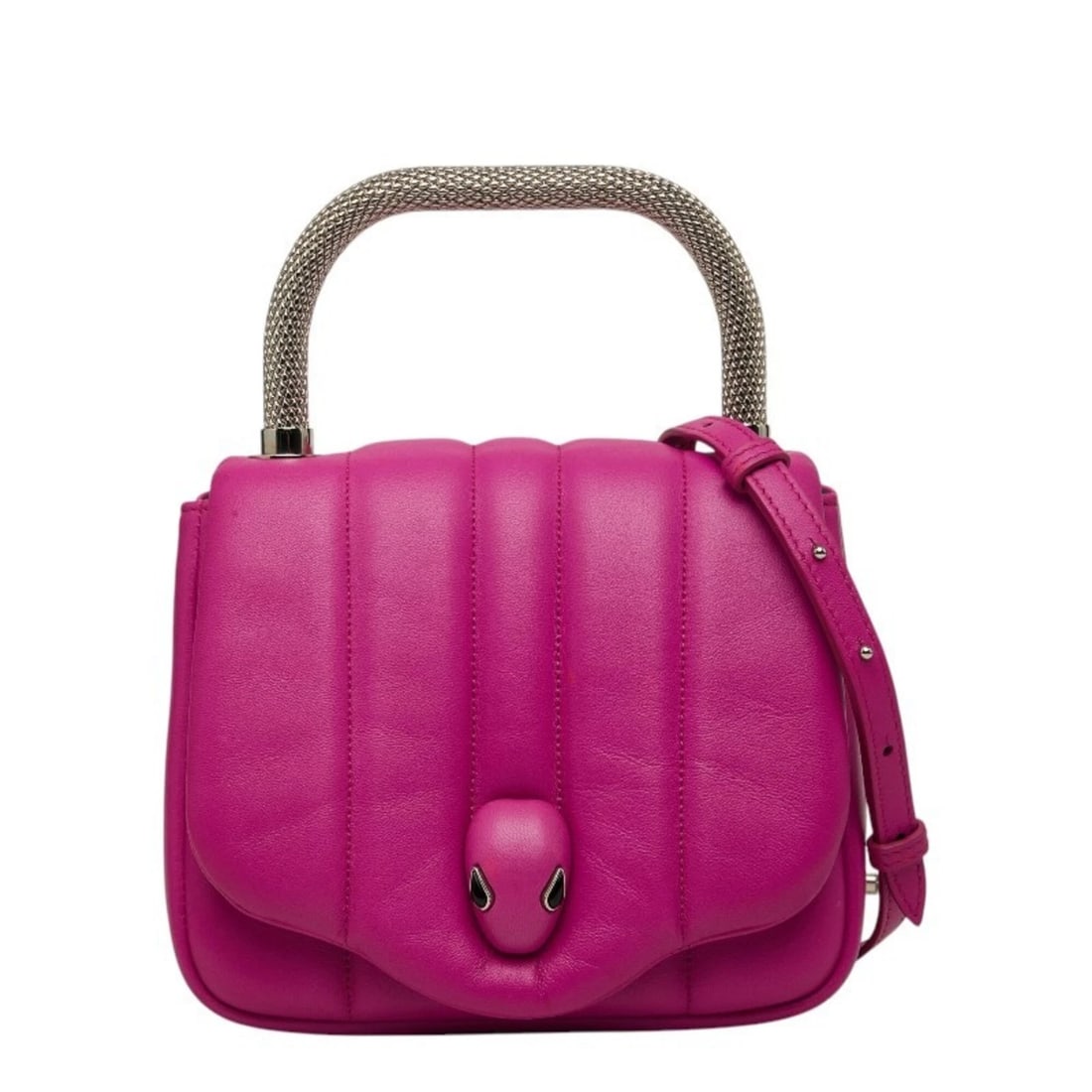 BVLGARI X AMBUSH YOON SERPENTI HANDBAG: BVLGARI x AMBUSH YOON Serpenti Handbag Brand: Bvlgari Type/Style: Handbag, Shoulder bag Material: Leather Color: Pink Size: (HxWxD) 16cm x 19cm x 10.5cm / 6.29inch x 7.48inch x 4.13inch Accessories: