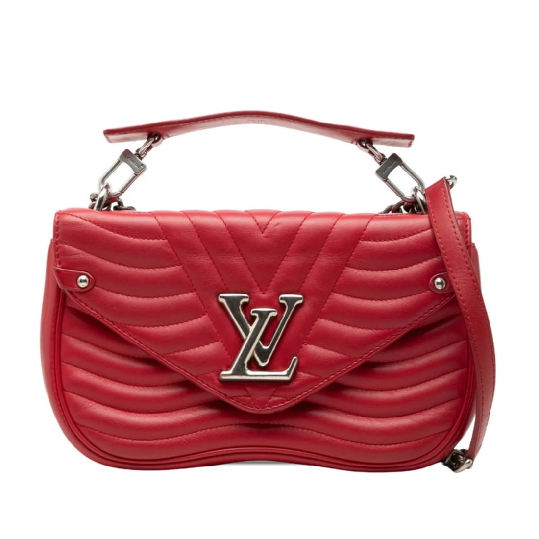LOUIS VUITTON WAVE CHAIN BAG MM, HANDBAG: Louis Vuitton Wave Chain Bag MM, Handbag Brand: Louis Vuitton Type/Style: Handbag, Shoulder bag Material: Leather Color: Red Size: (HxWxD) 15cm x 25cm x 6cm / 5.9inch x 9.84inch x 2.36inch