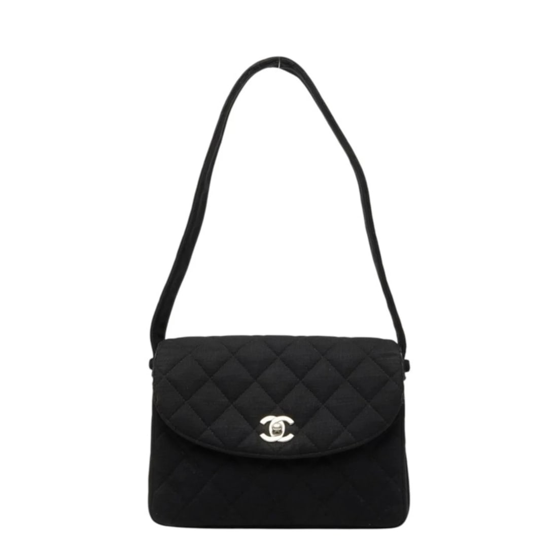 CHANEL MATELASSE COCO MARK SHOULDER BAG: Chanel Matelasse Coco Mark Shoulder Bag Brand: Chanel Type/Style: Shoulder bag Material: Canvas Color: Black Size: (HxWxD) 16cm x 22cm x 9cm / 6.29inch x 8.66inch x 3.54inch Accessories: None