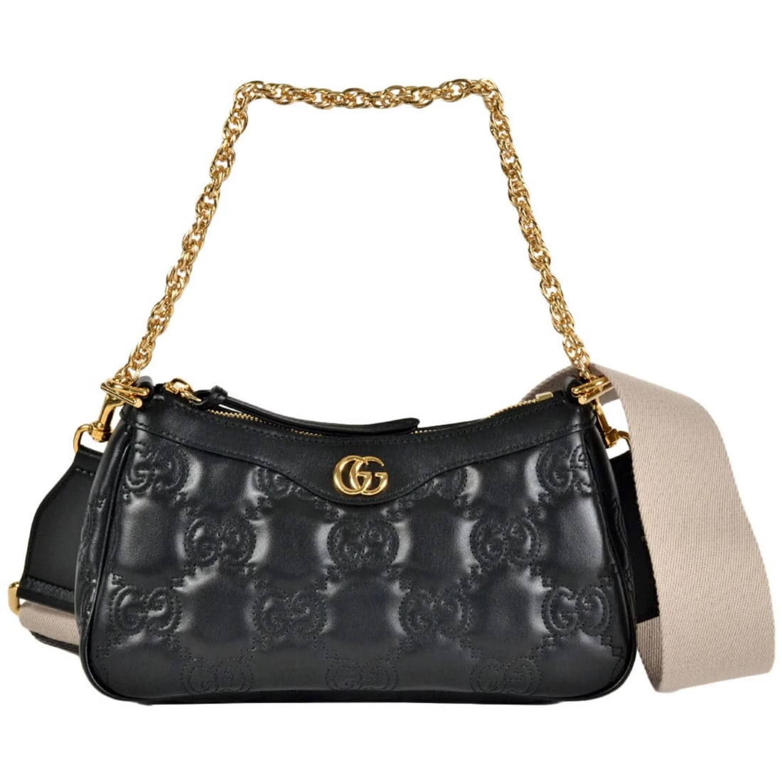 GUCCI GG MATELASSE SHOULDER BAG LEATHER: GUCCI GG Matelasse Shoulder Bag Leather Brand: Gucci Type/Style: Shoulder bag Material: Leather Color: Black Size: (HxWxD) 14cm x 25cm x 6.5cm / 5.51inch x 9.84inch x 2.55inch Accessories: None