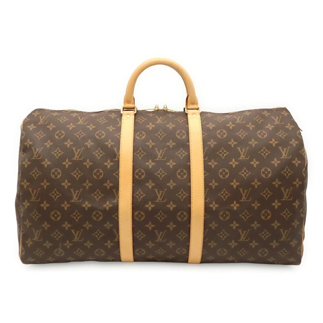 LOUIS VUITTON MONOGRAM KEEPALL 55 BOSTON BAG: Louis Vuitton Monogram Keepall 55 Boston Bag Brand: Louis Vuitton Type/Style: Boston bag, Handbag Material: Monogram , Canvas Color: Brown Size: (HxWxD) 30cm x 56cm x 25cm / 11.81inch x 22.04inch x 9.
