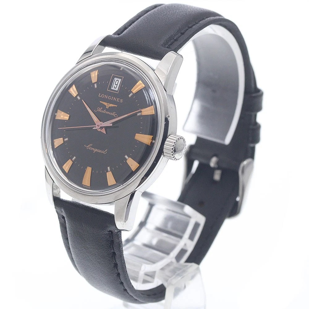 LONGINES CONQUEST HERITAGE DATE BLACK DIAL AUTOMATIC WATCH - 2