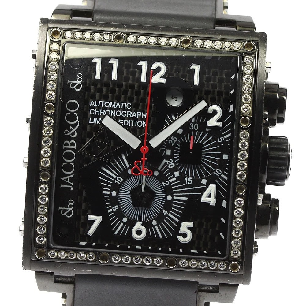 JACOB&CO EPIC DIAMOND BEZEL BLACK DIAL AUTOMATIC WATCH (1 of 2)