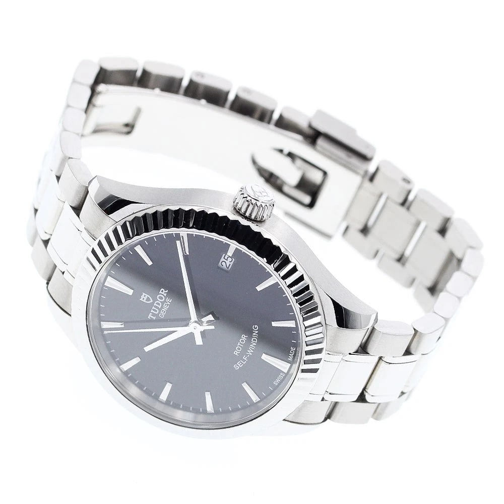 TUDOR STYLE DATE BLACK DIAL AUTOMATIC WATCH - 2