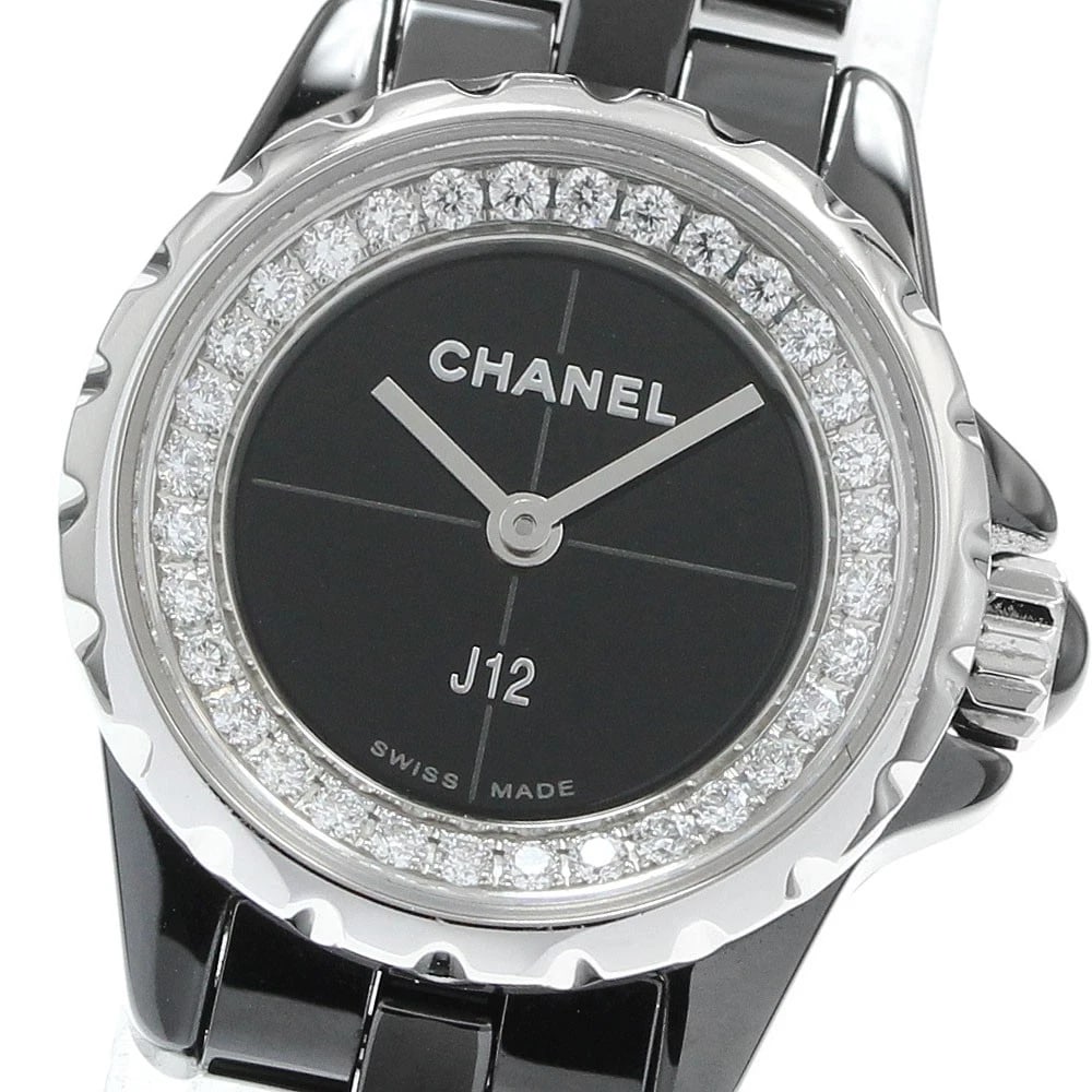 CHANEL J12 BLACK CERAMIC DIAMOND BLACK DIAL QUARTZ WATCH: CHANEL J12 Black ceramic diamond black Dial Quartz Watch Brand: CHANEL Type/Style: Wristwatch Material: Band Material Ceramic / Stainless Steel, Case Material Ceramic / Stainless Steel Color: Band Col