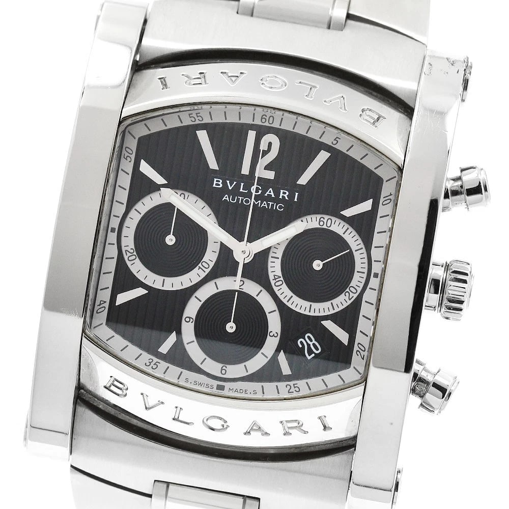 BVLGARI ASSIOMA CHRONOGRAPH DATE BLACK DIAL AUTOMATIC WATCH: BVLGARI Assioma Chronograph Date black Dial Automatic Watch Brand: BVLGARI Type/Style: Wristwatch Material: Band Material Stainless Steel, Case Material Stainless Steel Color: Band Color Silver, Case