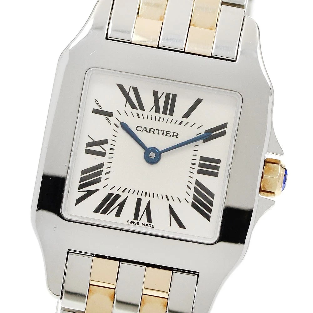 CARTIER SANTOS DE MOISELLE LM BEIGE DIAL QUARTZ WATCH: CARTIER Santos de Moiselle LM beige Dial Quartz Watch Brand: CARTIER Type/Style: Wristwatch Material: Band Material Stainless Steel/YG, Case Material Stainless Steel Color: Band Color Silver / Gold, C