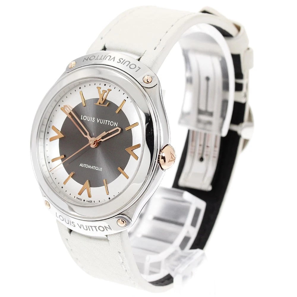 LOUIS VUITTON SILVER / GRAY DIAL AUTOMATIC WATCH - 2