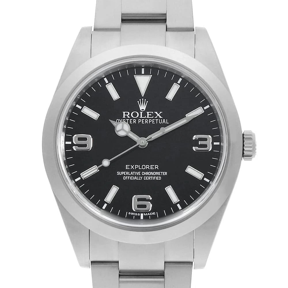 ROLEX EXPLORER BLACK WATCH: ROLEX Explorer black Watch Brand: ROLEX Type/Style: Wrist watch Material: Band Material Stainless Steel, Case Material Stainless Steel Color: Dial colour Black Size: Case:W39mm Circumference of