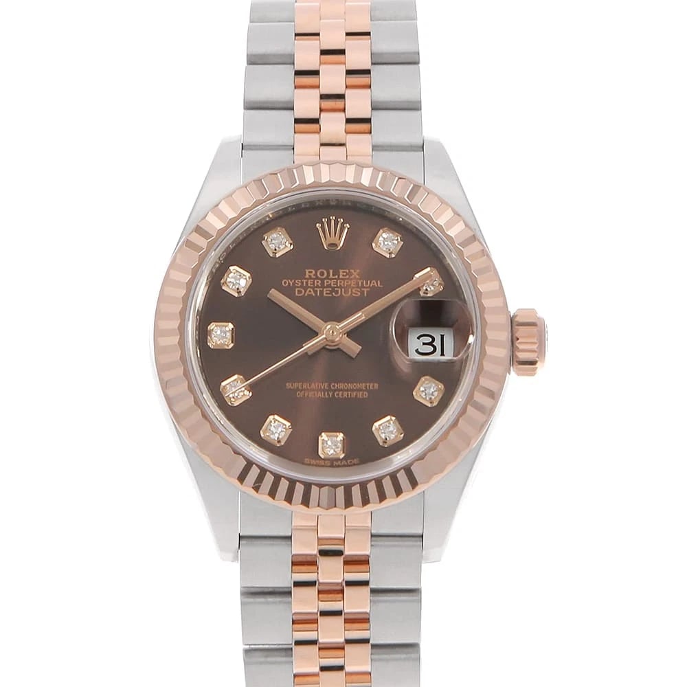 ROLEX DATEJUST DIAMOND CHOCOLATE BROWN WATCH: ROLEX Datejust Diamond Chocolate brown Watch Brand: ROLEX Type/Style: Wrist watch Material: Band Material Stainless Steel/Everose Gold, Case Material Stainless Steel/Everose Gold Color: Dial colour