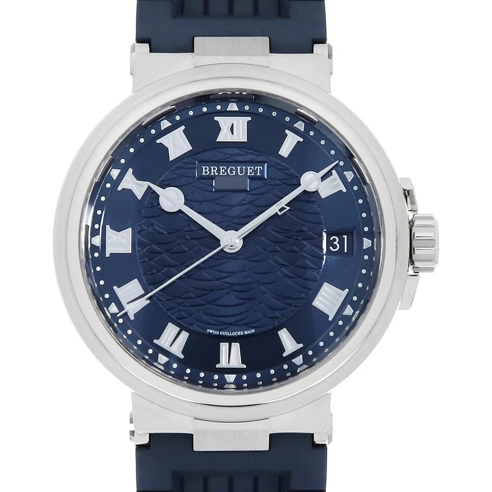 BREGUET MARINE BLUE WATCH: Breguet Marine Blue Watch Brand: Breguet Type/Style: Wrist watch Material: Band Material rubber, Case Material White Gold Color: Dial colour Blue Size: Case:W40mm Accessories: None Accesso