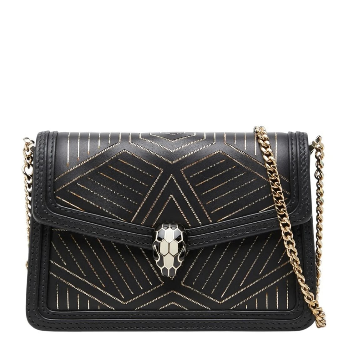 BULGARI SERPENTI DIAMOND BLAST CHAIN SHOULDER BAG: Bulgari Serpenti Diamond Blast Chain Shoulder Bag Brand: Bvlgari Type/Style: Shoulder bag Material: Leather Color: Black Size: (HxWxD) 11.5cm x 17cm x 4.5cm / 4.52inch x 6.69inch x 1.77inch Access