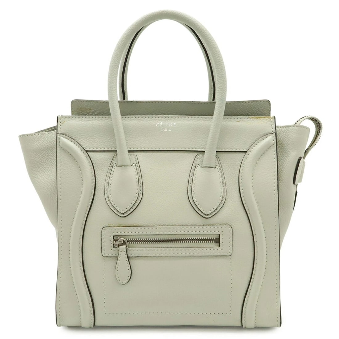 CELINE LUGGAGE MICRO SHOPPER TOTE BAG HANDBAG LEATHER: CELINE Luggage Micro Shopper Tote Bag Handbag Leather Brand: Celine Type/Style: Handbag, Tote bag Material: Leather Color: Light gray Size: (HxWxD) 26cm x 40cm x 13.5cm / 10.23inch x 15.74inch x 5.31i