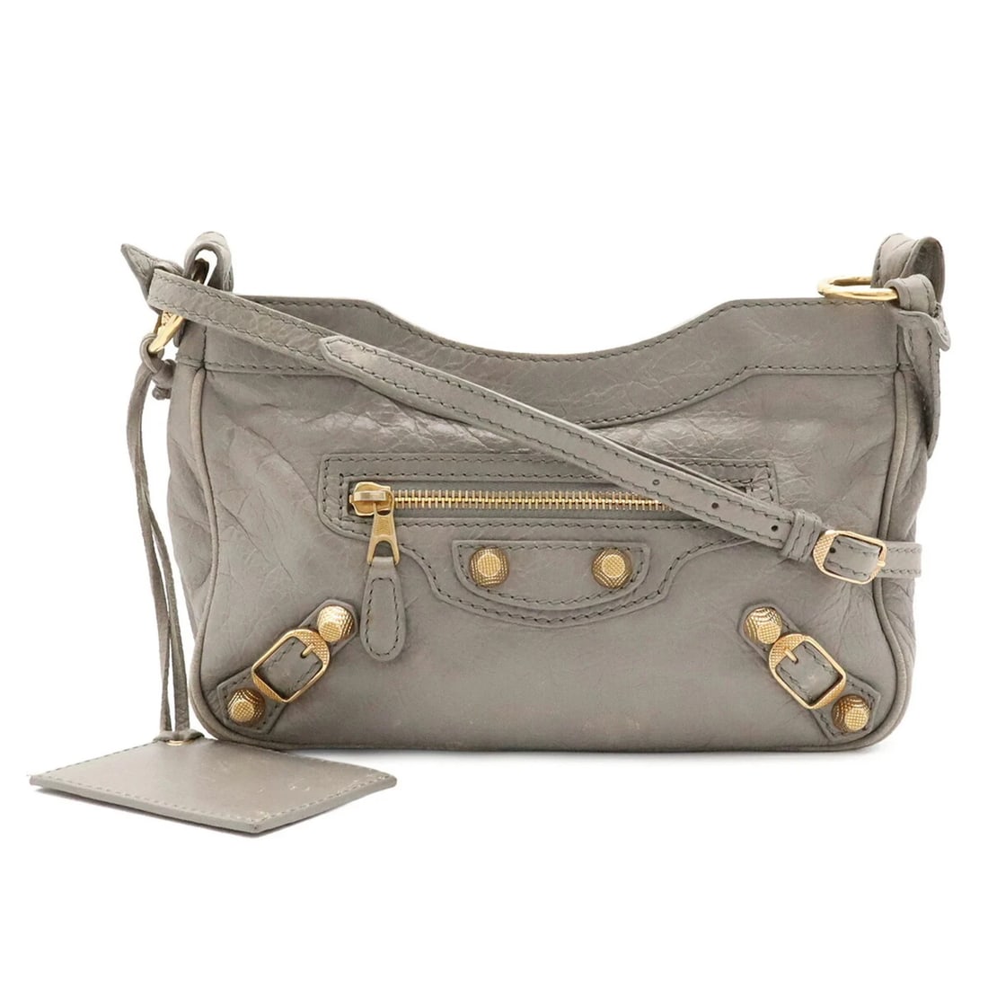 BALENCIAGA GIANT HIP SHOULDER BAG, POUCH, CLUTCH LEATHER: BALENCIAGA Giant Hip Shoulder Bag, Pouch, Clutch Leather Brand: Balenciaga Type/Style: Clutch bag, Pochette, Shoulder bag Material: Leather Color: Gray Size: (HxWxD) 14cm x 23cm x 5.5cm / 5.51inch x