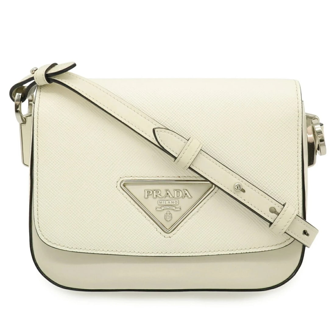 PRADA IDENTITY POCHETTE SHOULDER POCKET CLUTCH BAG: PRADA Identity Pochette Shoulder Pocket Clutch Bag Brand: Prada Type/Style: Clutch bag, Pochette Material: Leather Color: Ivory Size: (HxWxD) 17cm x 20.5cm x 6.5cm / 6.69inch x 8.07inch x 2.55inch