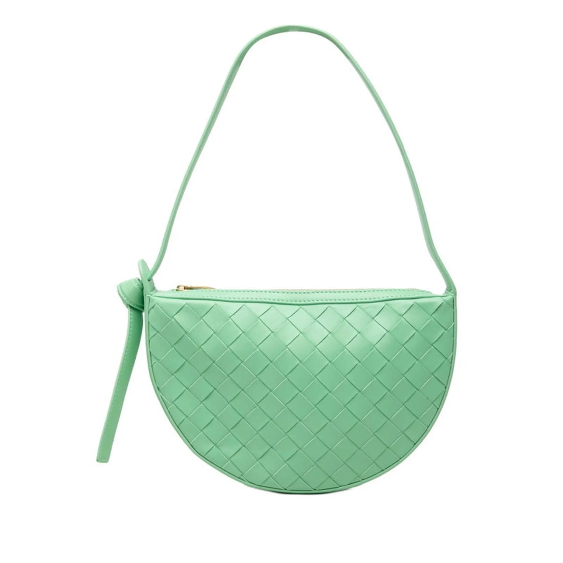 BOTTEGA VENETA INTRECCIATO MINI SUNRISE HANDBAG: Bottega Veneta Intrecciato Mini Sunrise Handbag Brand: Bottega Veneta Type/Style: Handbag, Shoulder bag Material: Leather Color: Green Size: (HxWxD) 15cm x 23.5cm x 4cm / 5.9inch x 9.25inch x