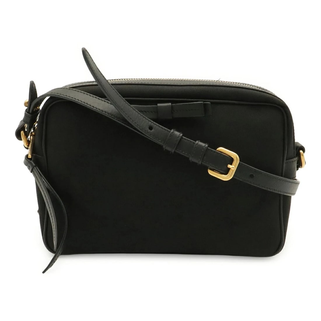 PRADA JACQUARD RIBBON SHOULDER BAG, CANVAS AND LEATHER: PRADA Jacquard Ribbon Shoulder Bag, Canvas and Leather Brand: Prada Type/Style: Shoulder bag Material: Canvas , Leather Color: Black, Nero Size: (HxWxD) 14.5cm x 22cm x 8cm / 5.7inch x 8.66inch x 3.14