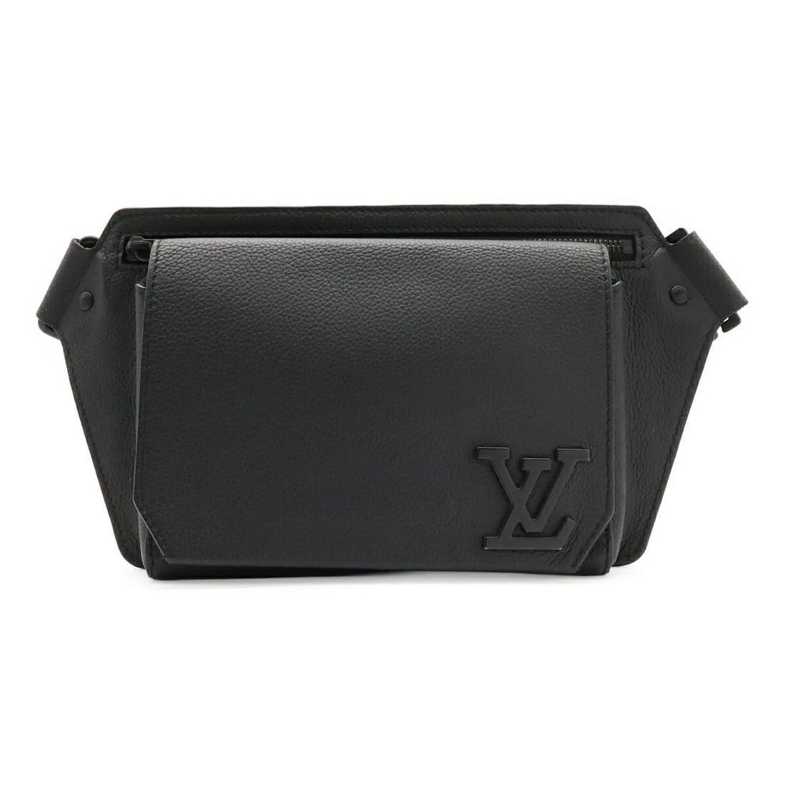 LOUIS VUITTON LV AEROGRAM TAKEOFF SLING BUM BAG: LOUIS VUITTON LV Aerogram Takeoff Sling Bum Bag Brand: Louis Vuitton Type/Style: Sling bag Material: Leather Color: Black, Noir Size: (HxWxD) 15.5cm x 29.5cm x 3.5cm / 6.1inch x 11.61inch x 1.37inch