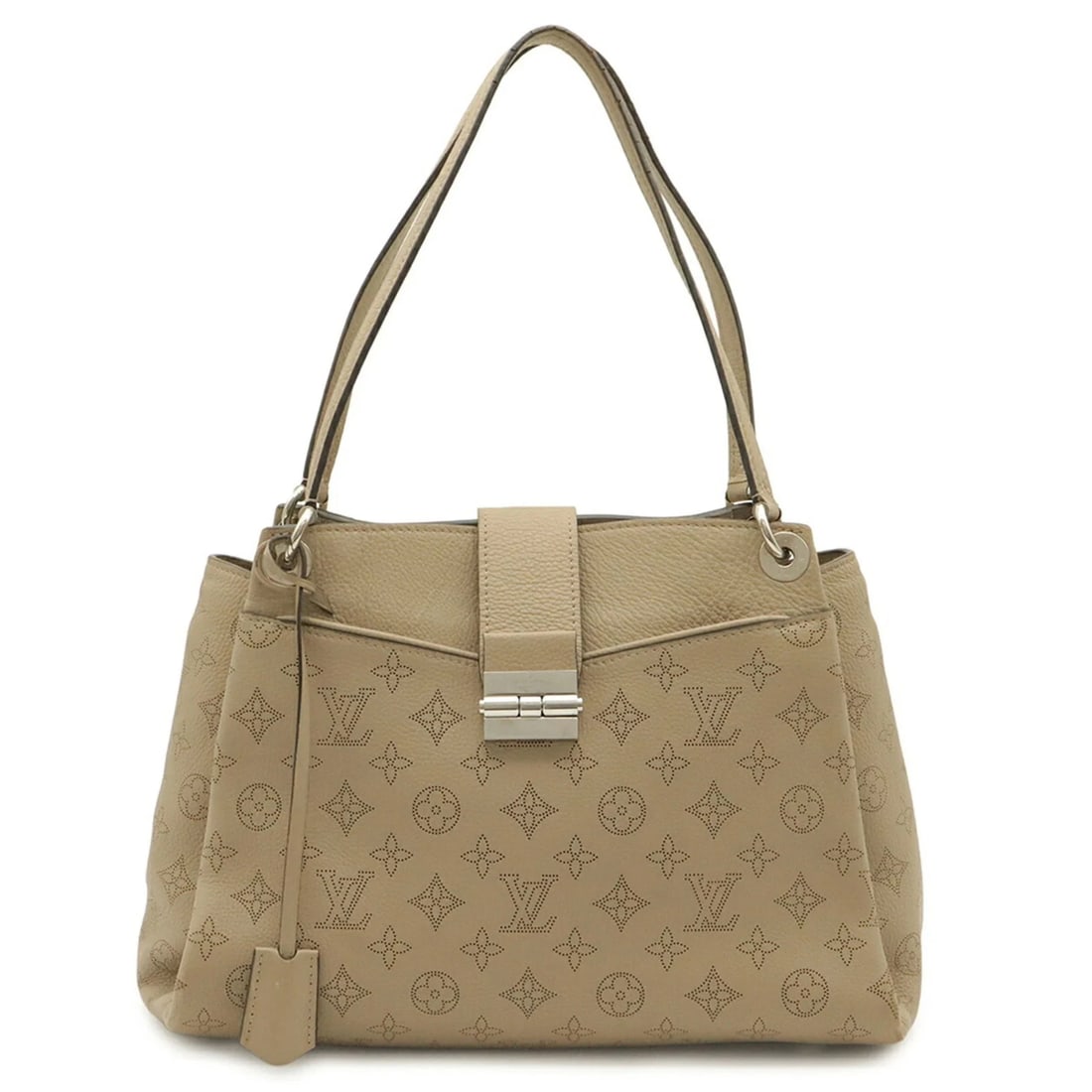 LOUIS VUITTON MONOGRAM MAHINA SEVRES TOTE BAG: LOUIS VUITTON Monogram Mahina Sevres Tote Bag Brand: Louis Vuitton Type/Style: Shoulder bag, Tote bag Material: Mahina leather Color: Galle, White Size: (HxWxD) 25cm x 38cm x 17cm / 9.84inch x
