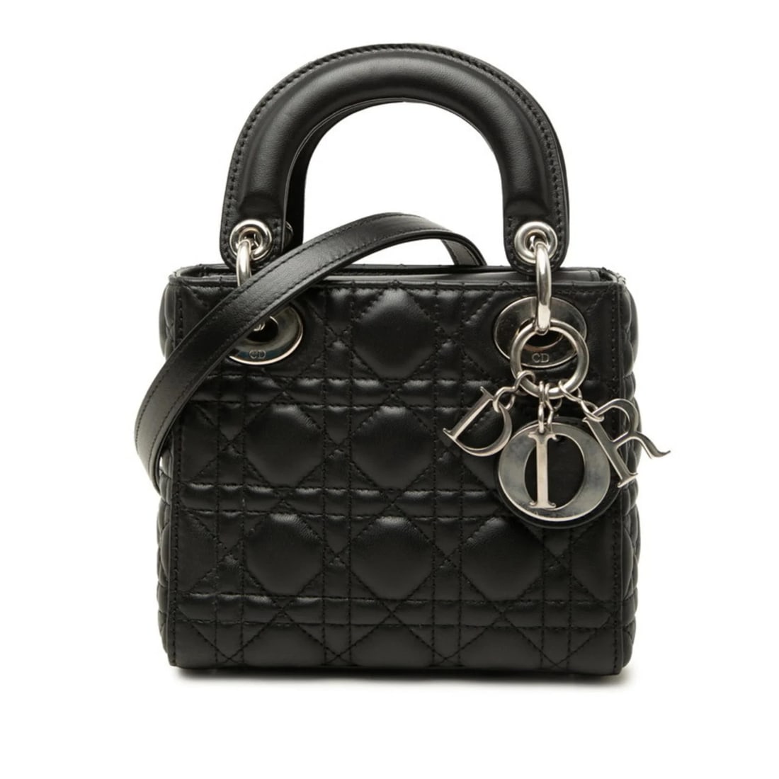 CHRISTIAN DIOR DIOR CANNAGE LADY MINI HANDBAG SHOULDER BAG: Christian Dior Dior Cannage Lady Mini Handbag Shoulder Bag Brand: Christian Dior Type/Style: Handbag, Shoulder bag Material: Leather Color: Black Size: (HxWxD) 15cm x 17cm x 7cm / 5.9inch x 6.69inch