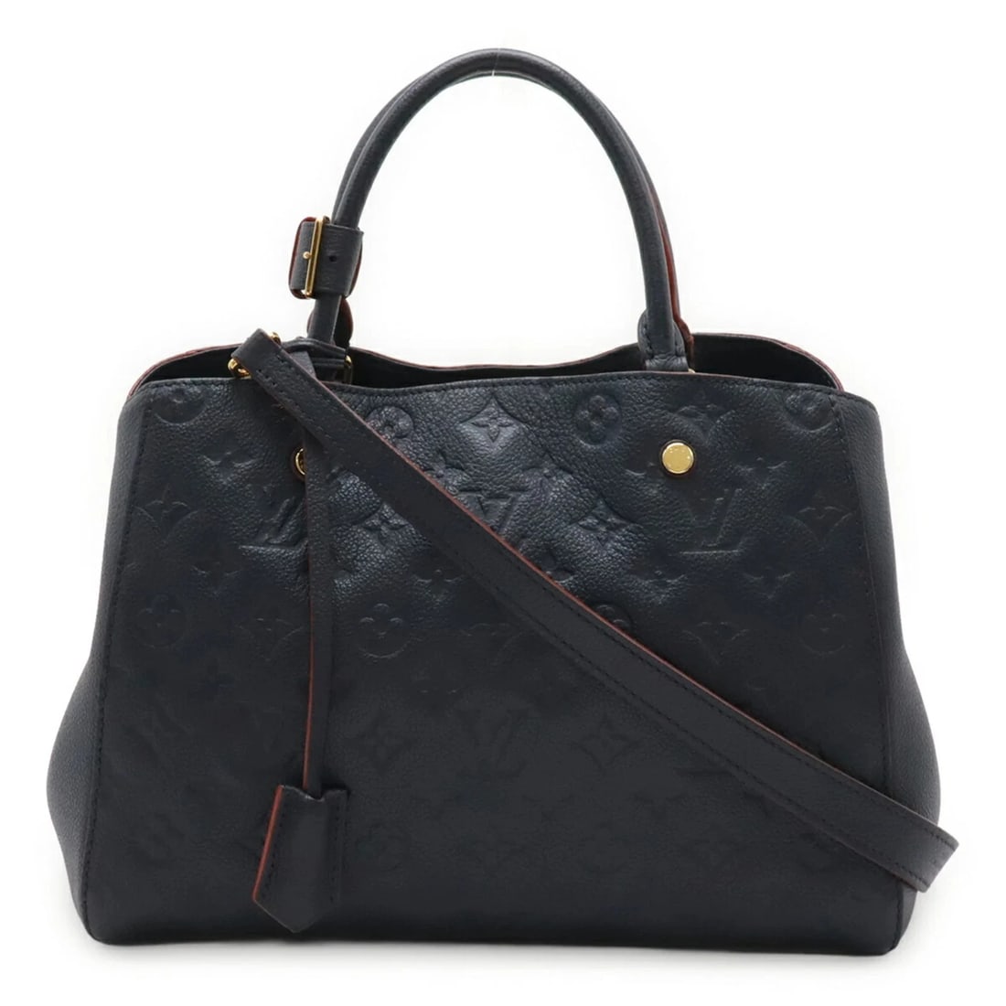 LOUIS VUITTON MONOGRAM EMPREINTE MONTAIGNE: LOUIS VUITTON Monogram Empreinte Montaigne Brand: Louis Vuitton Type/Style: Handbag, Shoulder bag Material: Monogram Empreinte , Leather Color: Marine rouge Size: (HxWxD) 24cm x 30cm x 16cm /