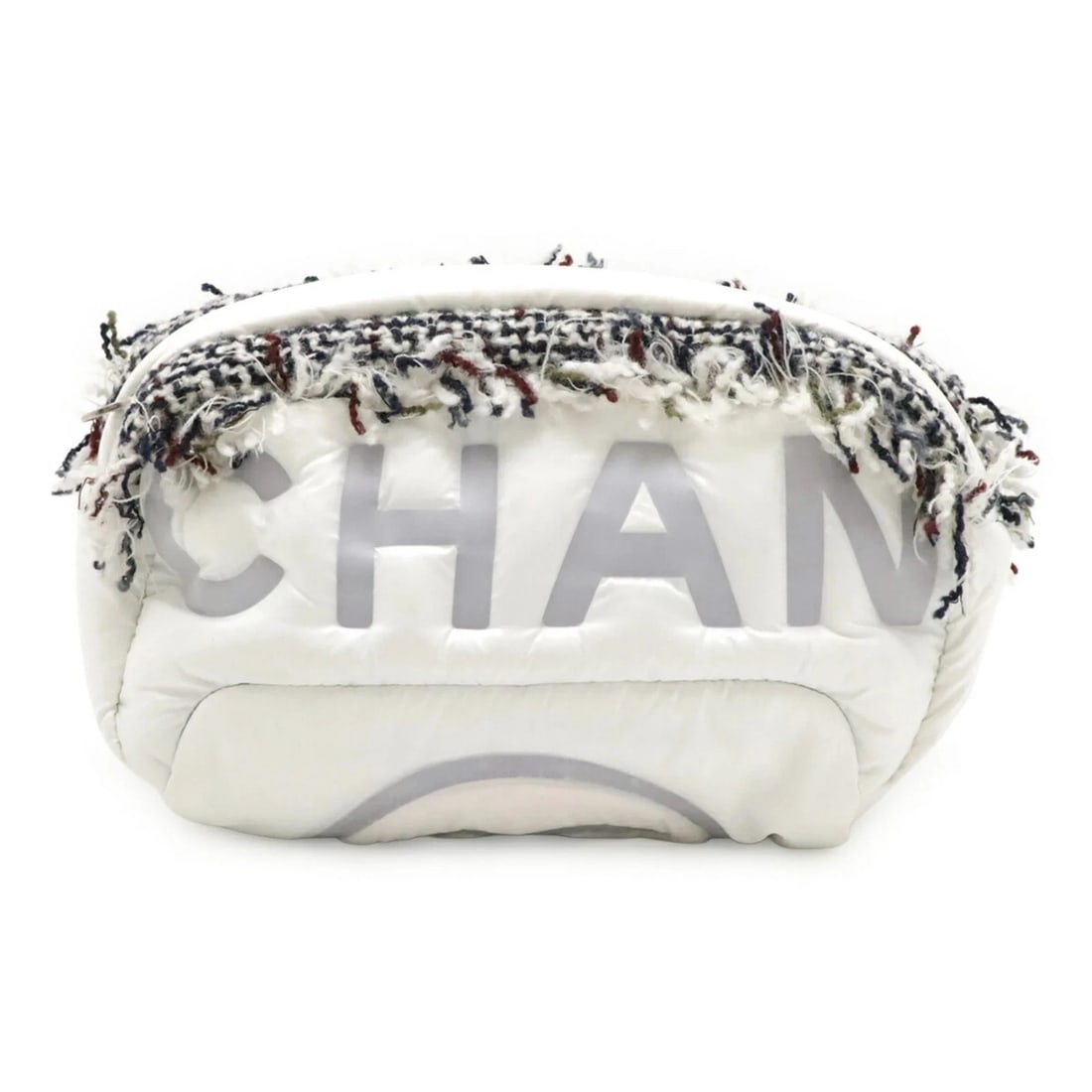 CHANEL DOUDOUNE COCONEIGE BAG, BODY WAIST POUCH: CHANEL Doudoune Coconeige Bag, Body Waist Pouch Brand: Chanel Type/Style: Pouch, Sling bag Material: Nylon Color: Gray, White, Yellow Size: (HxWxD) 18cm x 29.5cm x 11cm / 7.08inch x 11.61inch x 4.33in