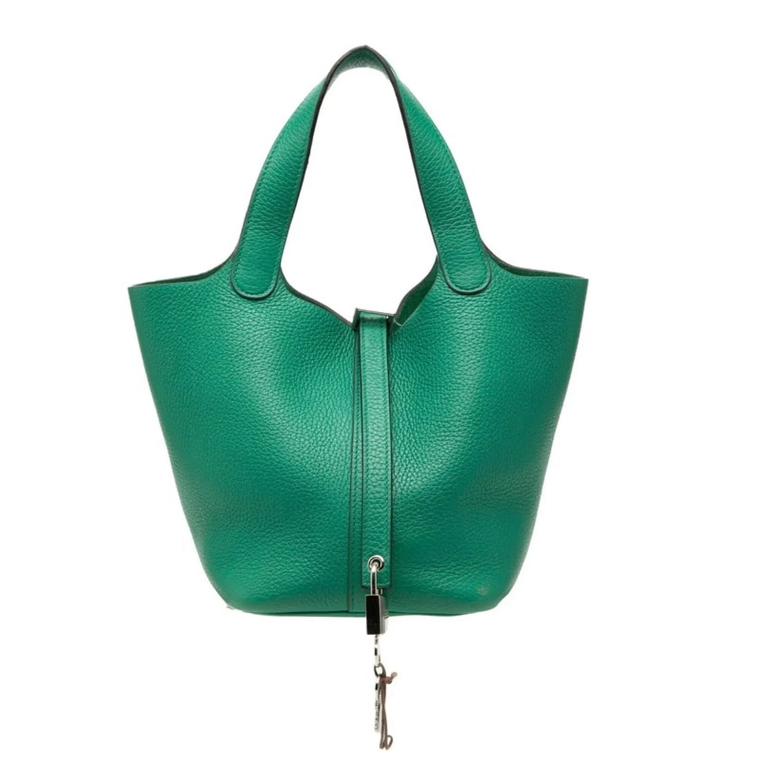 HERMES PICOTIN LOCK PM HANDBAG, VERT VERTIGO GREEN: Hermes Picotin Lock PM handbag, Vert Vertigo green Brand: Hermes Type/Style: Handbag Material: Taurillon clemence leather Color: Green Size: (HxWxD) 18cm x 14cm x 19cm / 7.08inch x 5.51inch x 7.48inch