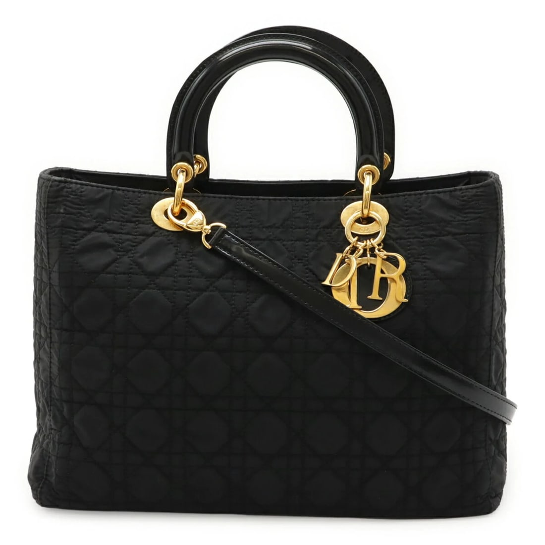 CHRISTIAN DIOR LADY CANNAGE HANDBAG TOTE SHOULDER BAG: Christian Dior Lady Cannage Handbag Tote Shoulder Bag Brand: Christian Dior Type/Style: Handbag, Tote bag Material: Nylon Color: Black Size: (HxWxD) 24.5cm x 31.5cm x 11.5cm / 9.64inch x 12.4inch x 4.