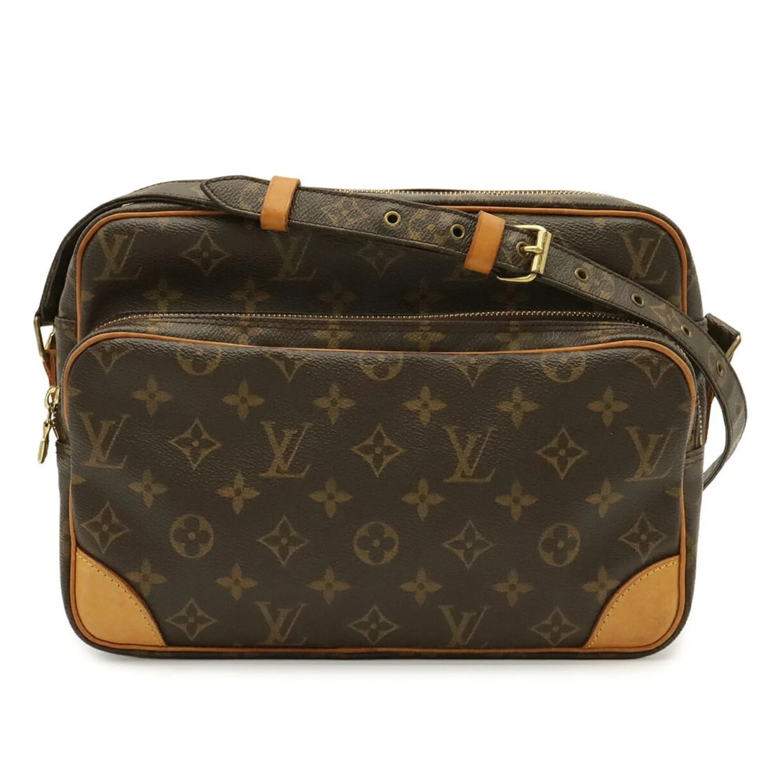 LOUIS VUITTON MONOGRAM NILE SHOULDER BAG: LOUIS VUITTON Monogram Nile Shoulder Bag Brand: Louis Vuitton Type/Style: Handbag, Messenger bag, Shoulder bag Material: Monogram , Canvas , PVC , Coated canvas Color: Brown Size: (HxWxD) 20cm x 28cm 