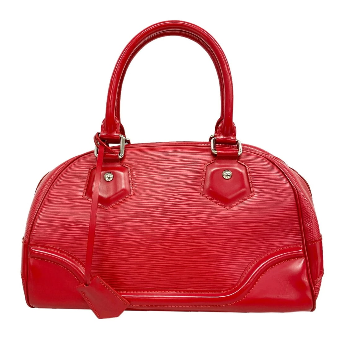 LOUIS VUITTON EPI BOWLING MONTAIGNE PM HANDBAG: Louis Vuitton Epi Bowling Montaigne PM Handbag Brand: Louis Vuitton Type/Style: Handbag Material: none Color: Rouge Size: (HxWxD) 21cm x 33.5cm x 18cm / 8.26inch x 13.18inch x 7.08inch Accessories