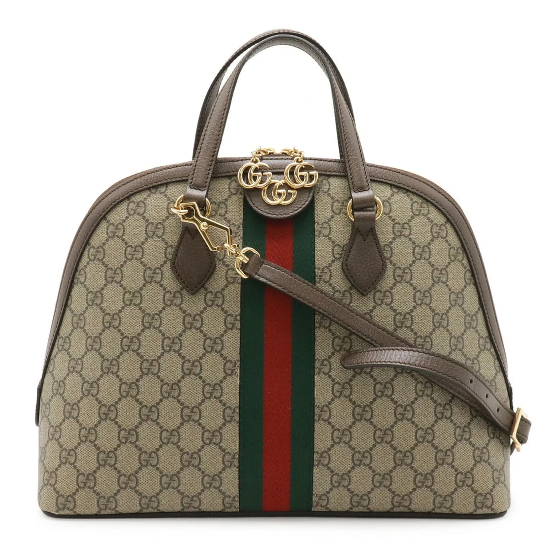 GUCCI OPHIDIA GG SUPREME MEDIUM HANDBAG: GUCCI Ophidia GG Supreme Medium Handbag Brand: Gucci Type/Style: Handbag, Shoulder bag Material: GG Supreme , Canvas , Leather Color: Beige, Dark brown, Green, Red color Size: (HxWxD) 26cm x 34cm x 14