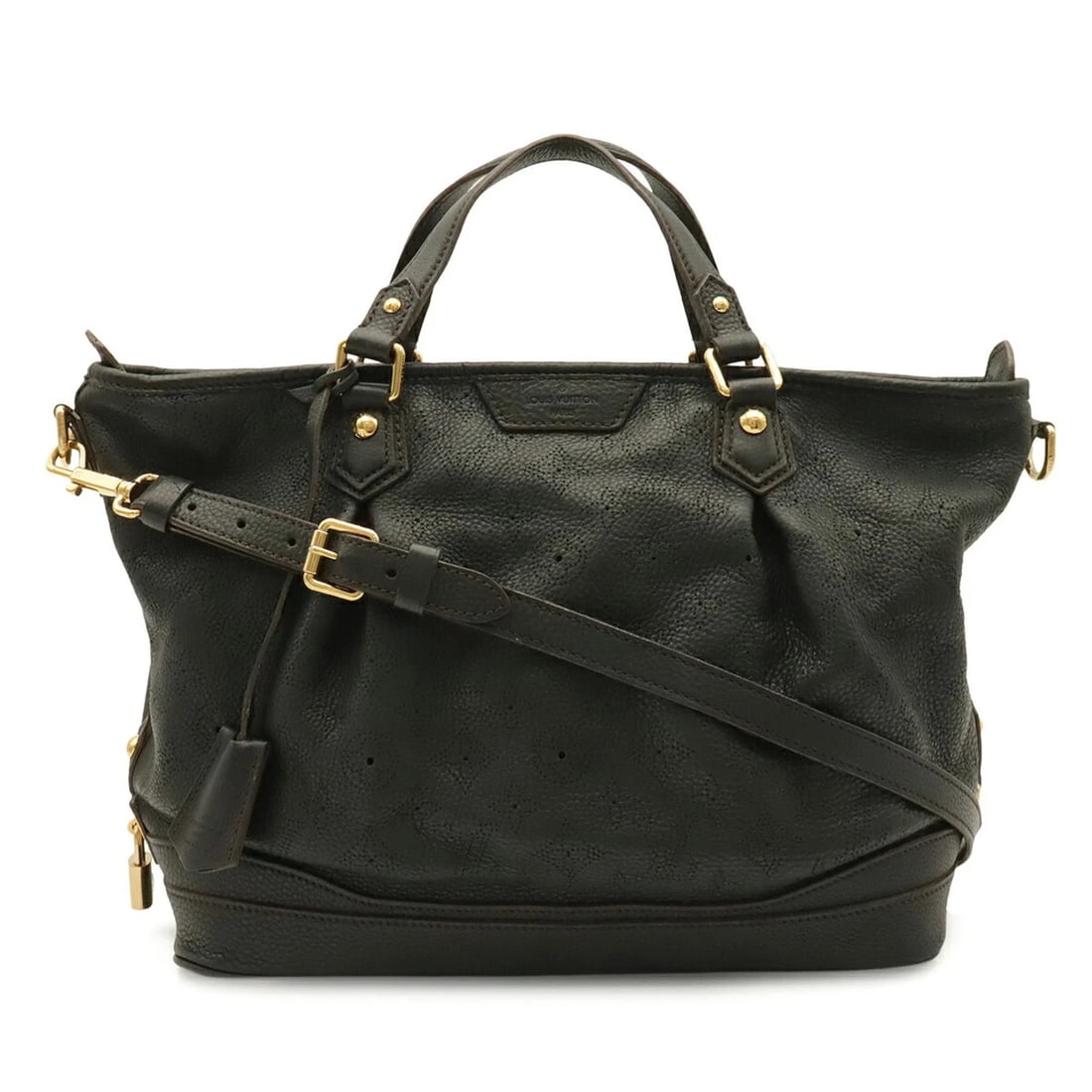 LOUIS VUITTON STELLA PM MONOGRAM MAHINA TOTE BAG: LOUIS VUITTON Stella PM Monogram Mahina Tote Bag Brand: Louis Vuitton Type/Style: Handbag, Shoulder bag, Tote bag Material: Leather Color: Black, Noir Size: (HxWxD) 28cm x 40cm x 15.5cm / 11.02inch x 