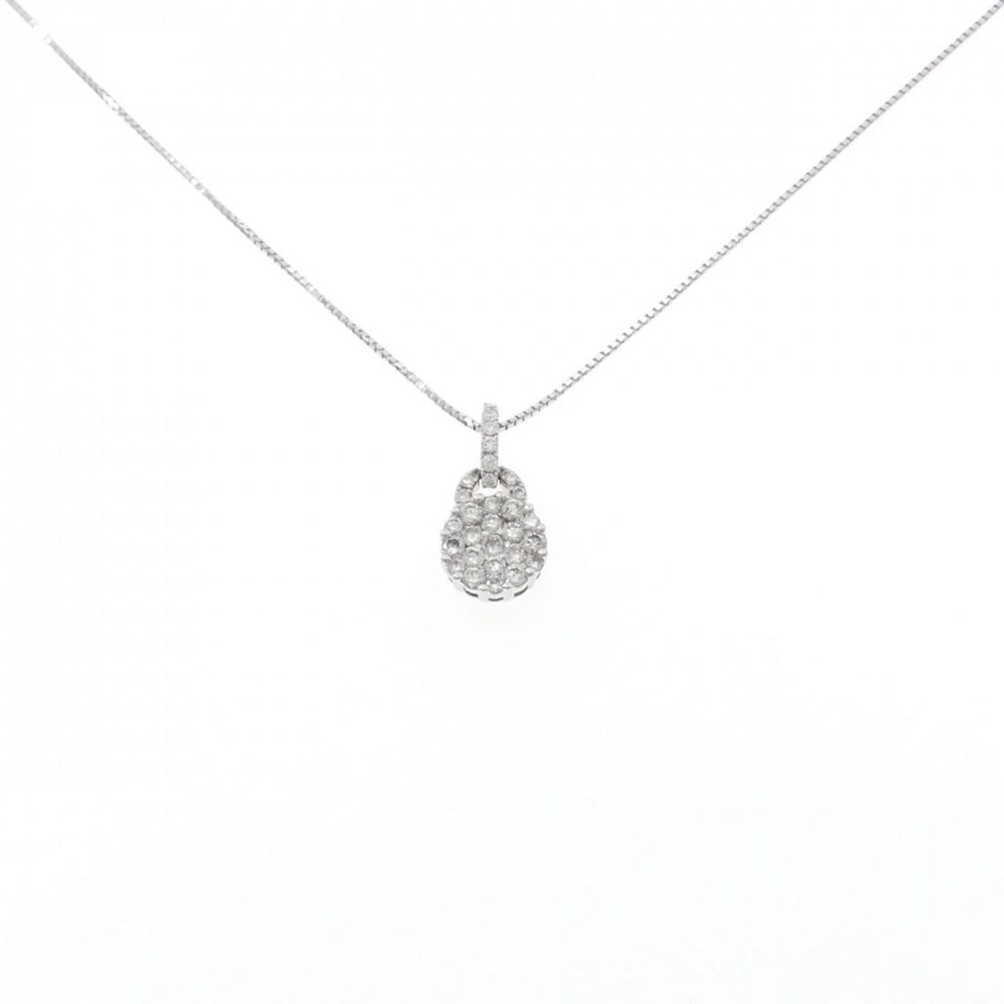 K18WG DIAMOND NECKLACE: K18WG Diamond Necklace Brand: Unbranded Type/Style: Diamond Necklace Material: Color: WG Size: Actual Size Pendant length approx. x width approx.: 16.6mmx8.2mm Chain maximum width approx.: 0.7mm Size