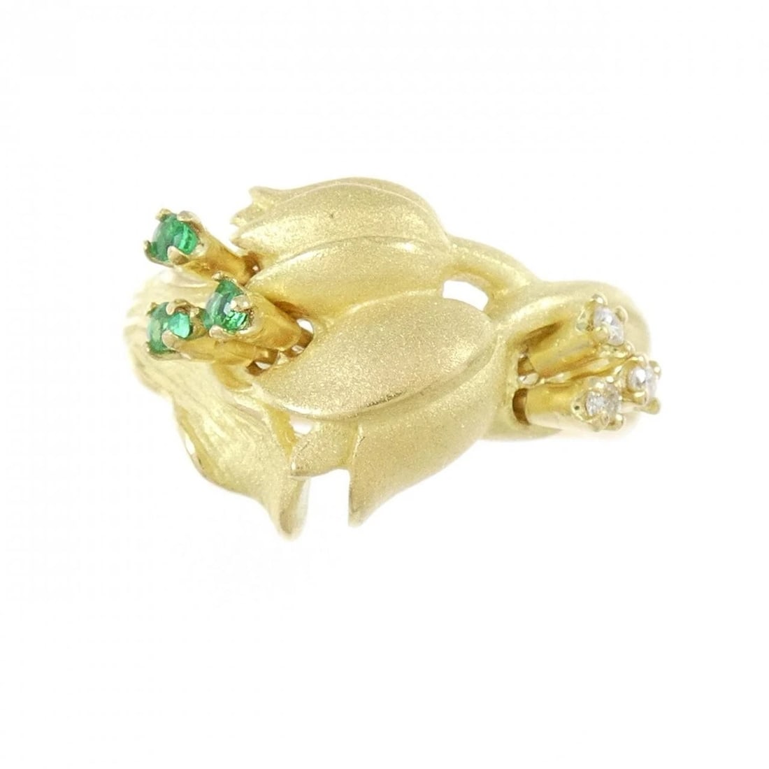 K18YG FLOWER EMERALD RING - 2