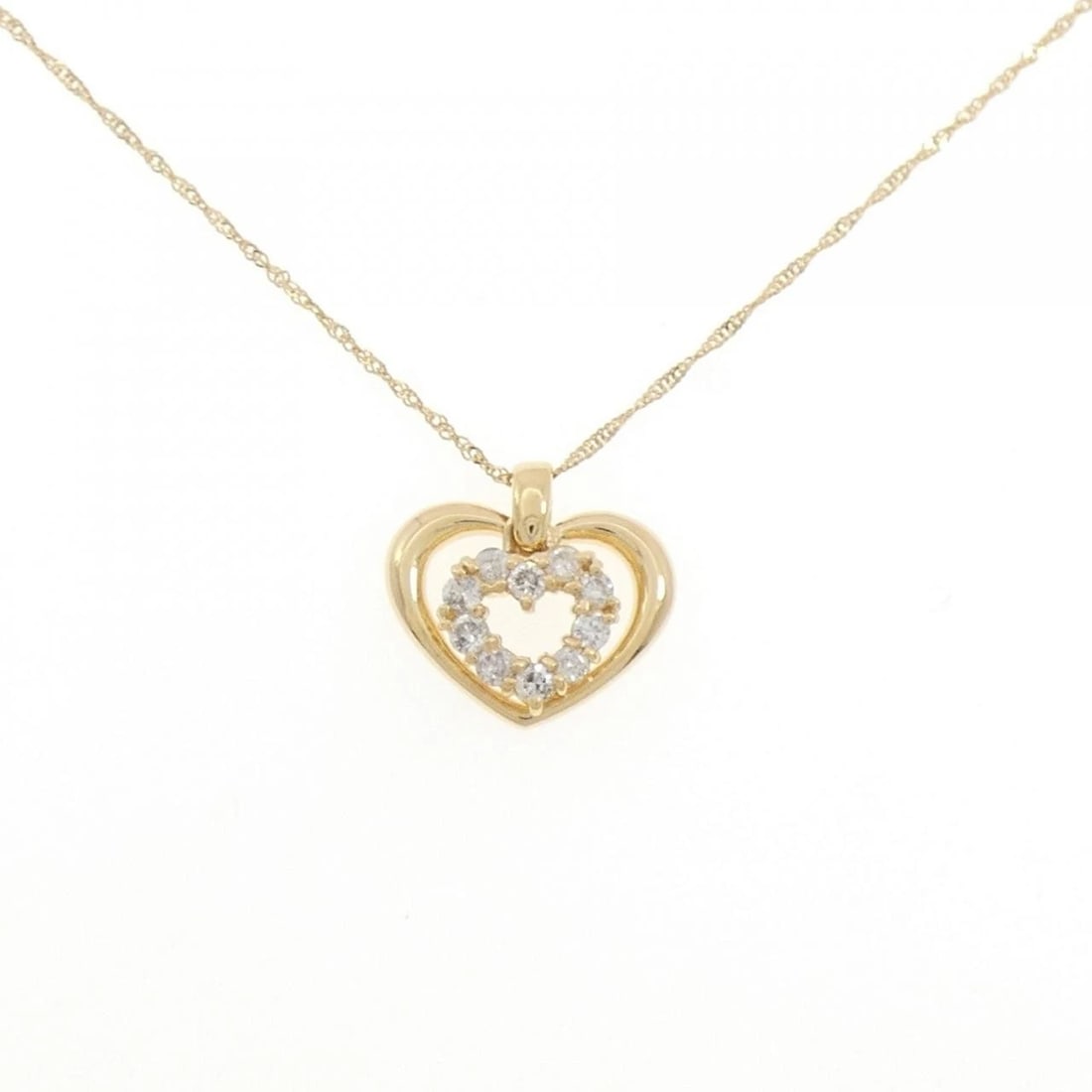 K18YG HEART DIAMOND NECKLACE: K18YG Heart Diamond Necklace Brand: Unbranded Type/Style: Diamond Necklace Material: Color: Size: Actual Size Pendant length approx. x width approx.: 13.6mmx15.0mm Chain maximum width approx.: 1.0mm