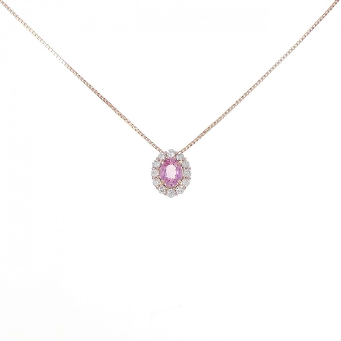 K18PG SAPPHIRE NECKLACE: K18PG Sapphire Necklace Brand: Unbranded Type/Style: Sapphire Necklace Material: Color: Size: Actual Size Pendant length approx. x width approx.: 7.2mmx6.0mm Chain maximum width approx.: 0.5mm Size